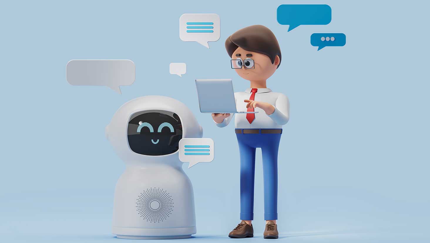 Photo of human worker standing next to robot wondering: what should I automate?