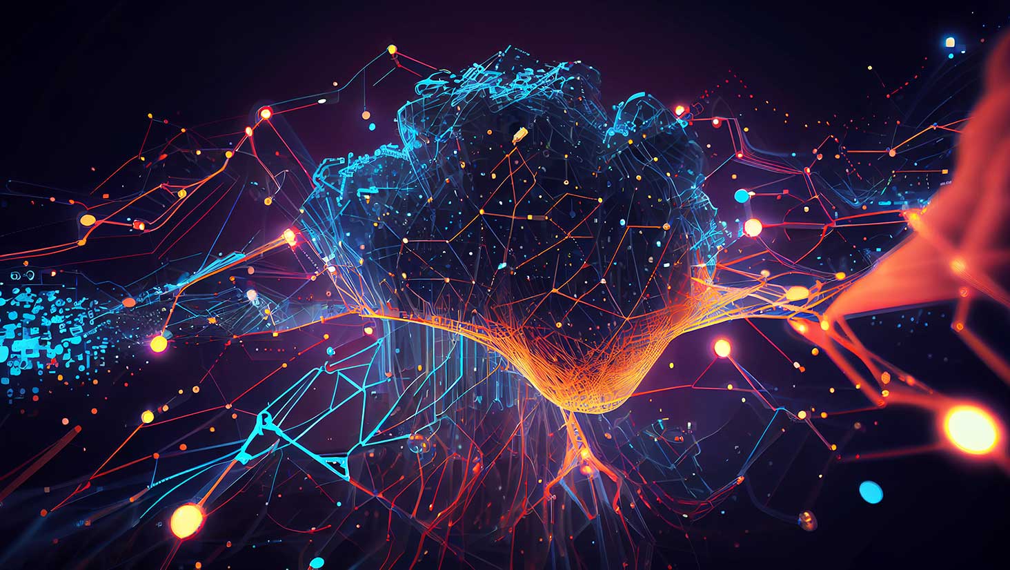 Abstract image of brain and computer imaging, questioning...is AI really revolutionary