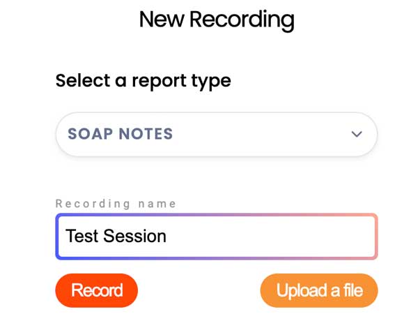 Screenshot of Consa Soap Note Recording